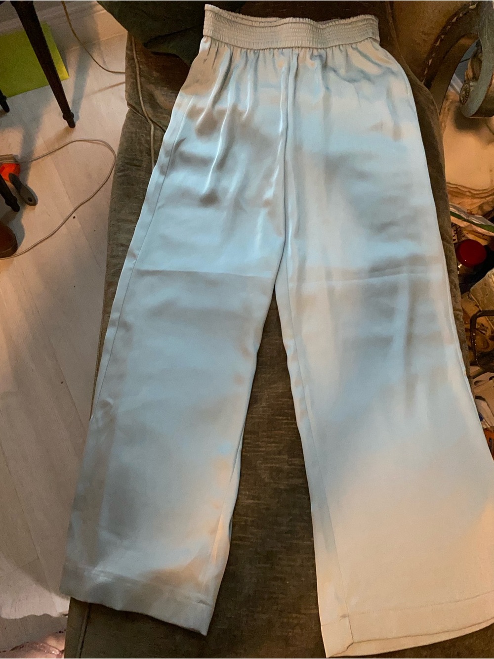 Rachel Zoe Wide-Leg Satin Pants in Light Blue